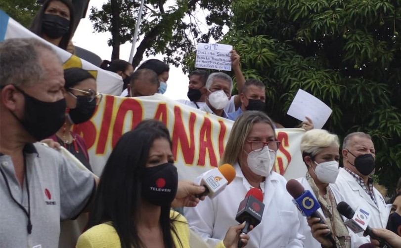 Protesta bioanalistas venezolanos