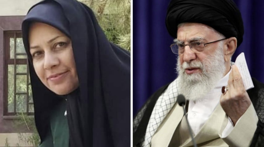 Farideh Moradkhani y el líder supremo de Irán, el ayatolá Ali Jamenei