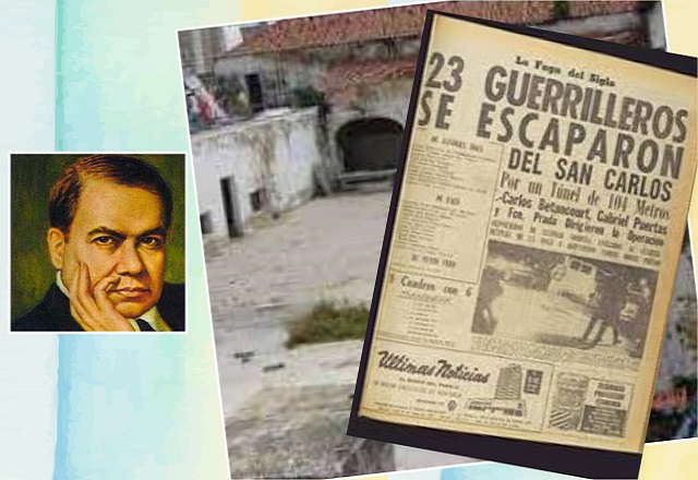 Retrato del poeta Rubén Darío. Ejemplar de prensa que reseña la fuga del Cuartel San Carlos del año 1975.