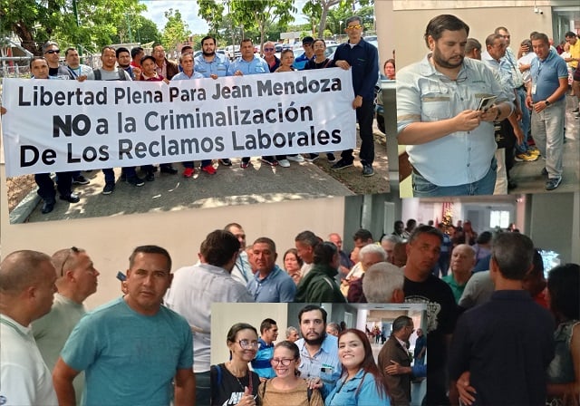 Collage de acompañamiento solidario a Jean Mendoza en el juicio