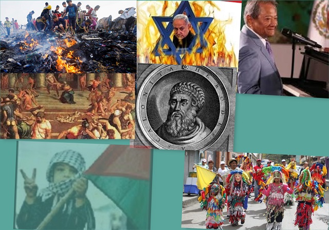 Imágenes alusivas a las efemérides destacadas: Paralelo entre Herodes y Netanyahu, asesinos de inocentes niños palestinos. Aniversario de la muerte compositor y cantante Armando Manzanero. Baile de Zaragozas en Venezuela.